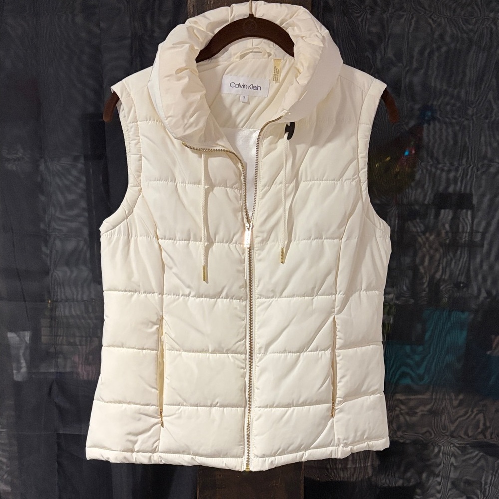 Calvin Klein Ivory Quilted Vest